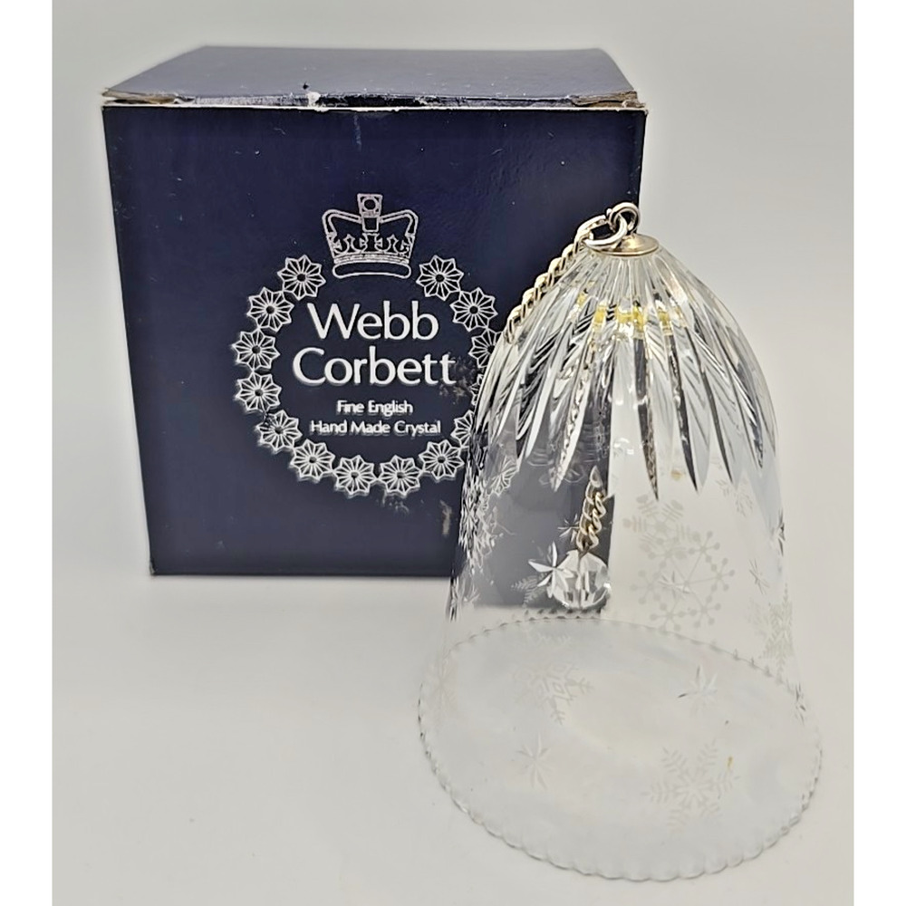 Webb Corbett Handmade Lead Crystal Snowflake Bell Ornament made in England U97